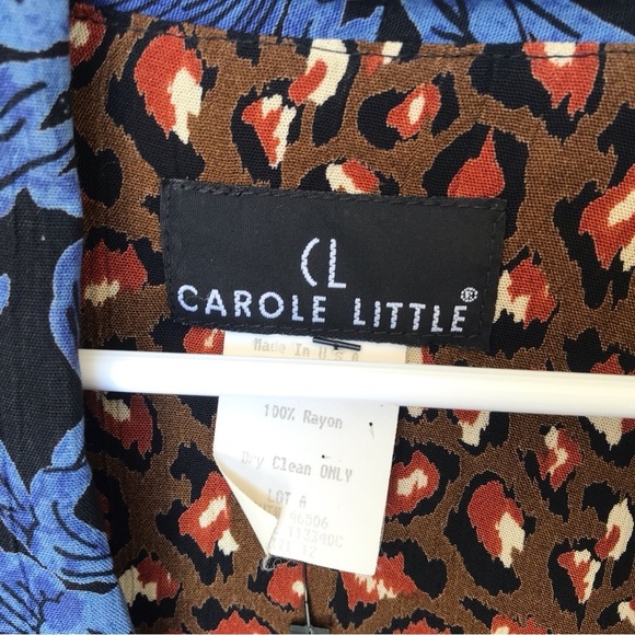 Vintage Boho Carol Little Jacket Multi-Print SzL Shoulder Pads Tie Front Crepe - Picture 6 of 8